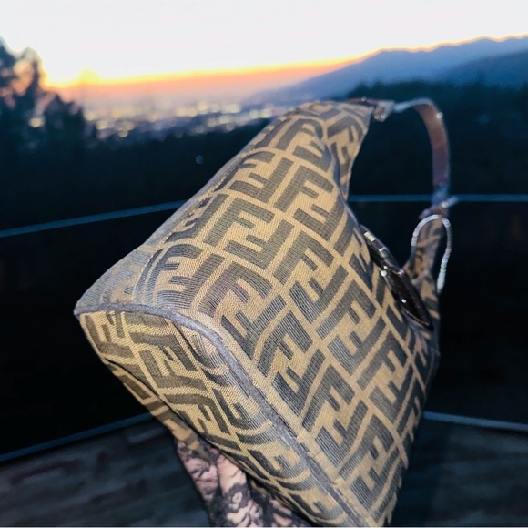 Fendi: Zucca Monogram Croissant Baguette Hobo Bag - Picture 7 of 16